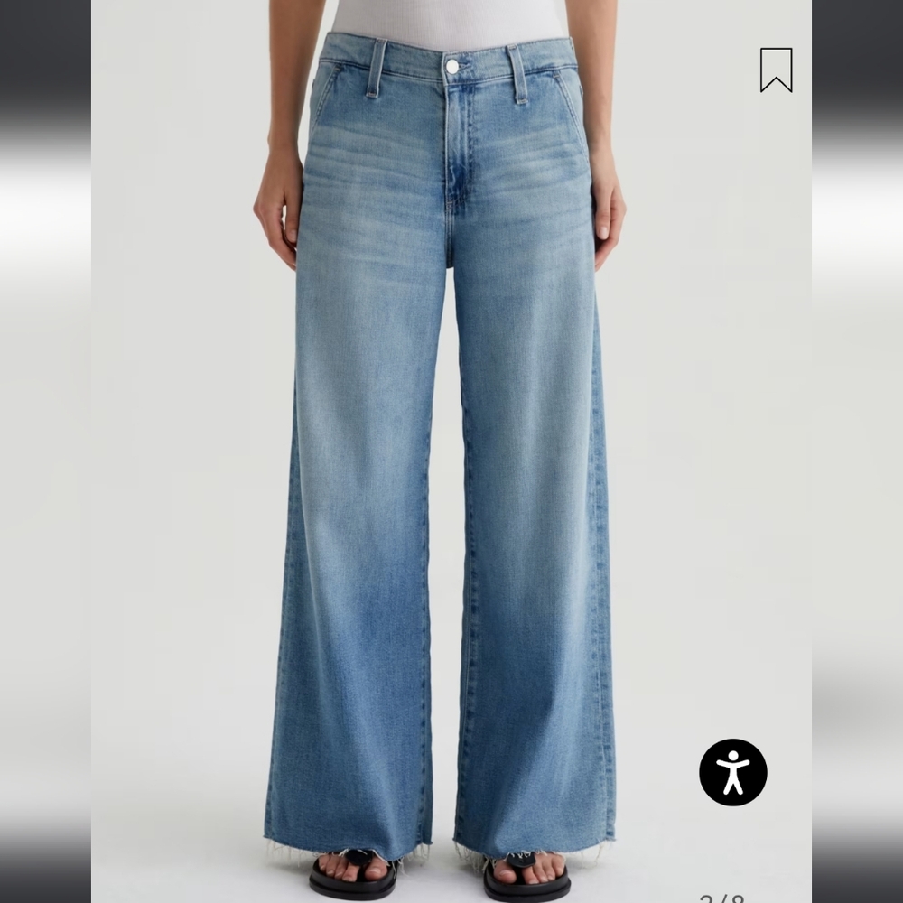 AG Stella Ankle Low Slung Palazzo Jean In Aries